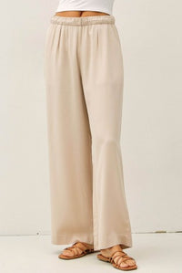 Brenda Wide Leg Pant in sand – women's pull-on wide leg pants with elastic waist | Glitz Fine Clothing