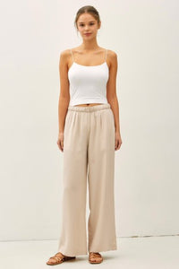 Sand Brenda Wide Leg Pant with pockets and fluid drape – Glitz Fine Clothing boutique