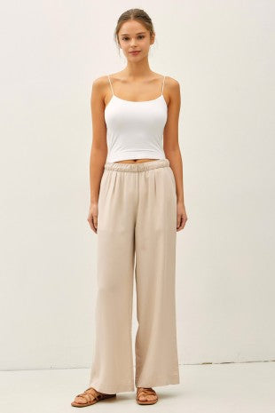 Sand Brenda Wide Leg Pant with pockets and fluid drape – Glitz Fine Clothing boutique