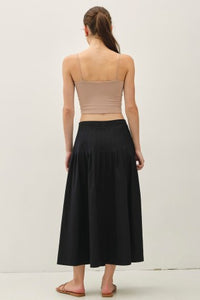 Black pleated midi skirt for women – Walker Drop Waist Midi Skirt from Glitz Fine Clothing, Turlock CA