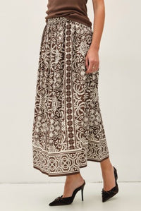 Charlie printed midi skirt in brown, front view