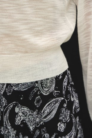 Flowy black paisley print midi skirt – women's boutique skirt
