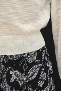 Flowy black paisley print midi skirt – women's boutique skirt