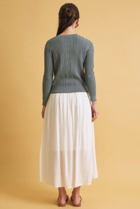 White Marty Smocked Waist Midi Skirt with side pockets – Glitz Fine Clothing boutique