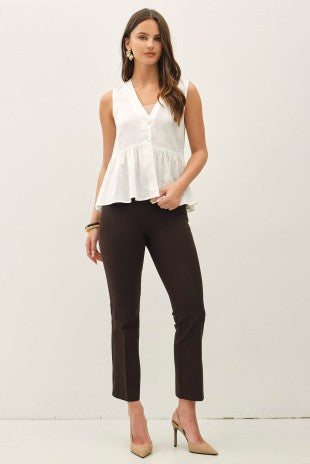 Patricia peplum top in ivory styled, back view