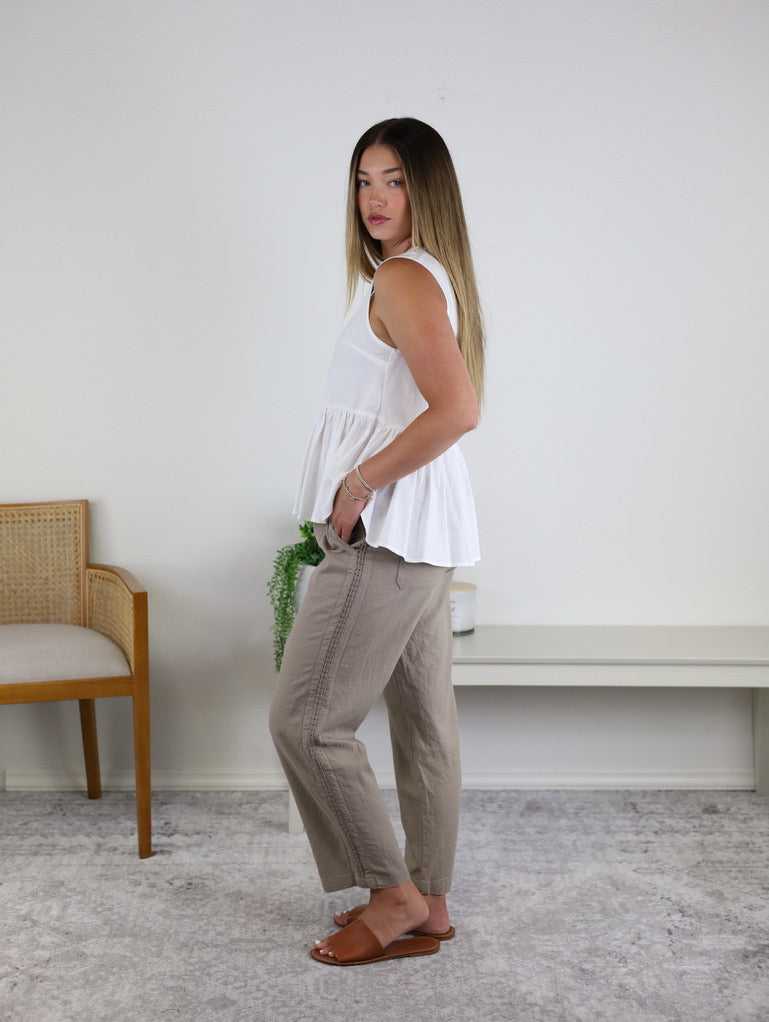 Patricia Peplum Linen Blend Top