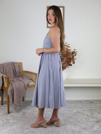 Anderson Striped Midi Dress - Navy