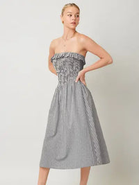 Betsy Striped Strapless Midi Dress