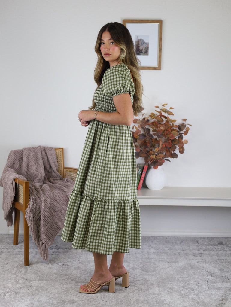 Dallas Gingham Midi Dress