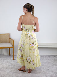 Polly Floral Spaghetti Strap with Bow Detail Midi Dress