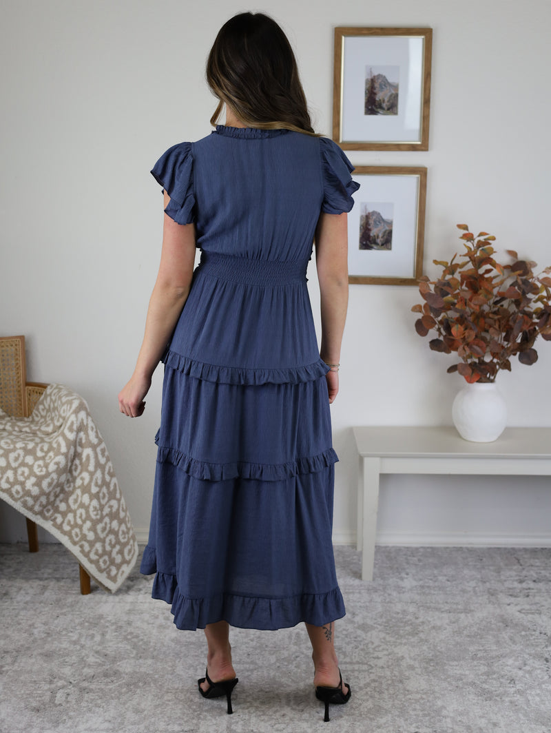 Mad About You Midi Dress - Dusty Navy