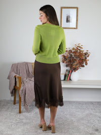 Milan Satin/Lace Midi Skirt