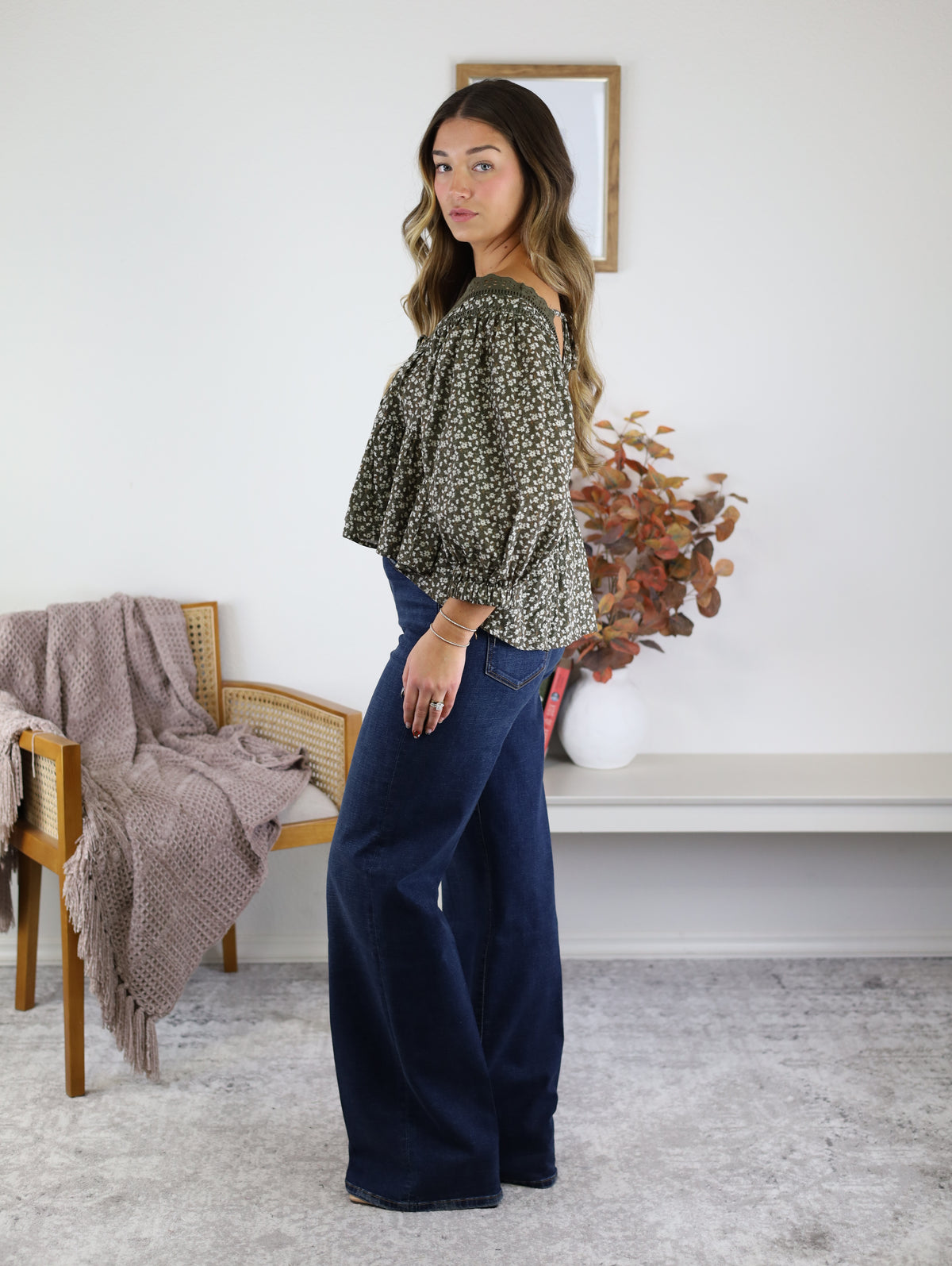 Alaster Ditsy Print Tiered Blouse