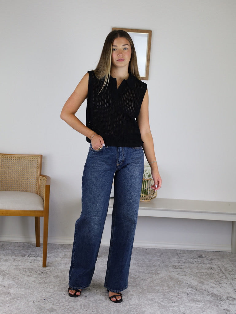 Kennedy Collared Sweater Vest Top