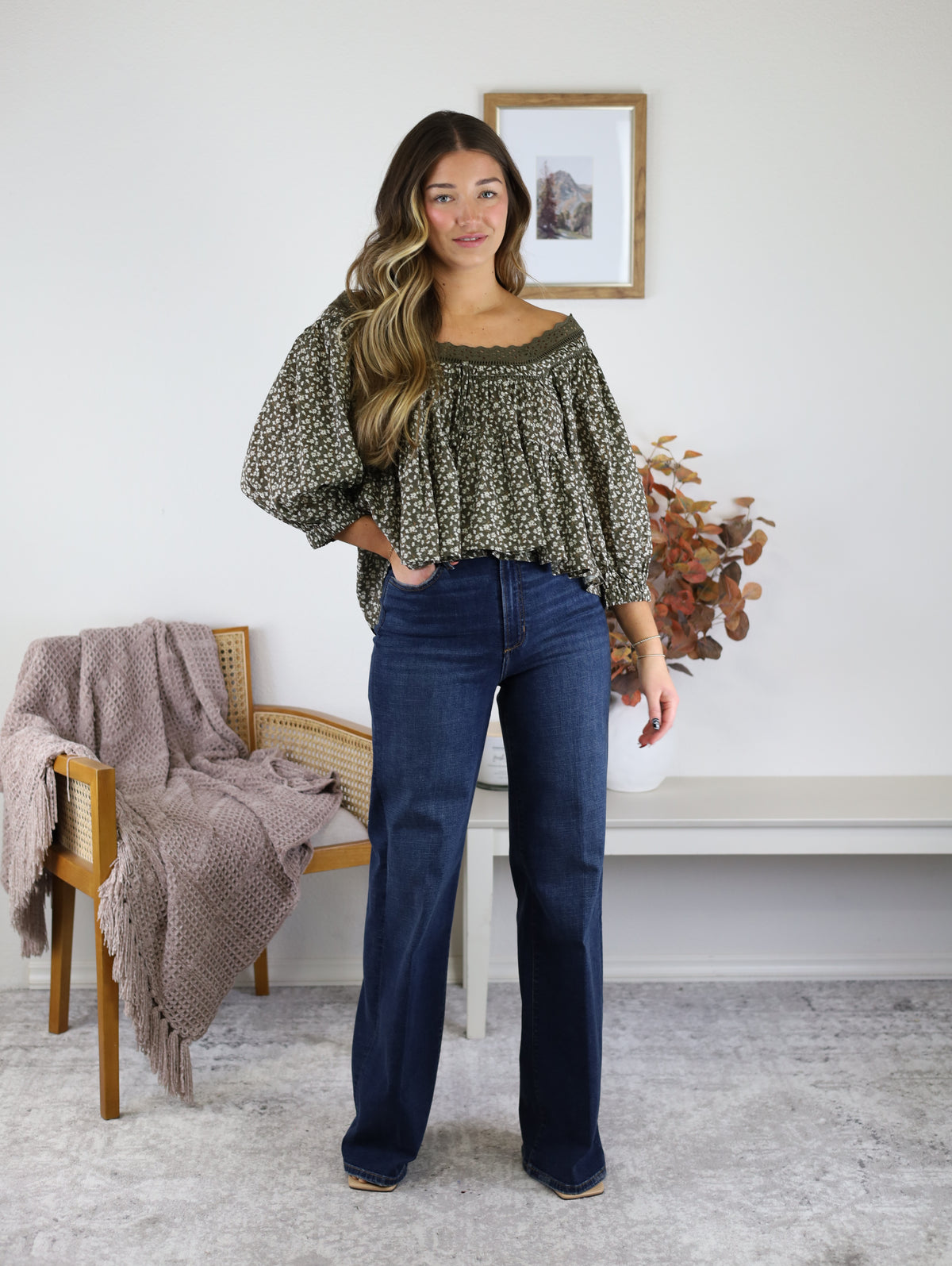 Alaster Ditsy Print Tiered Blouse
