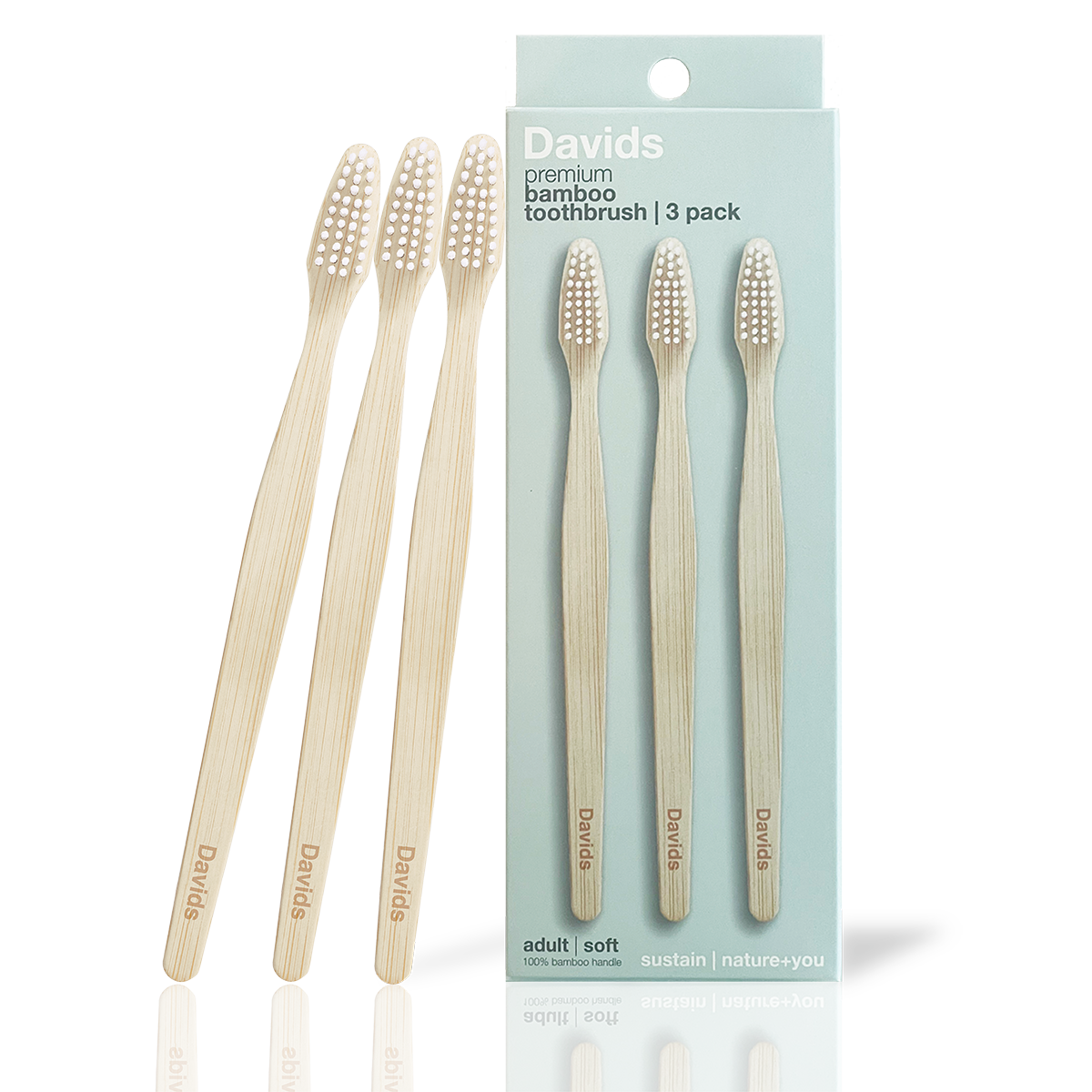Davids Natural Toothpaste - Davids premium bamboo toothbrush | adult soft | 3 pack