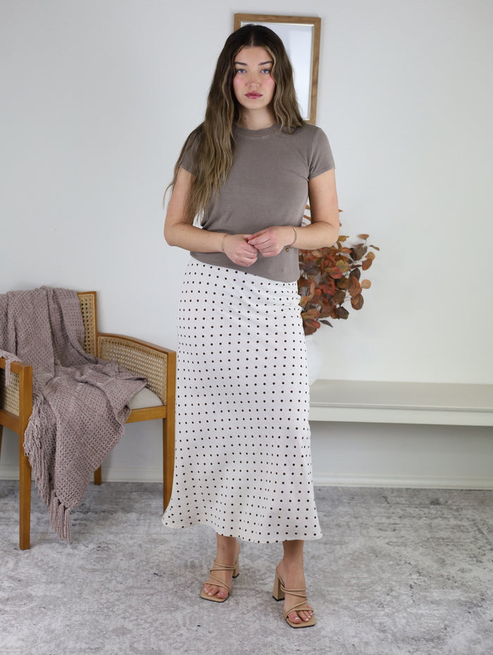 Millie Polka Dot Midi Skirt - Oat
