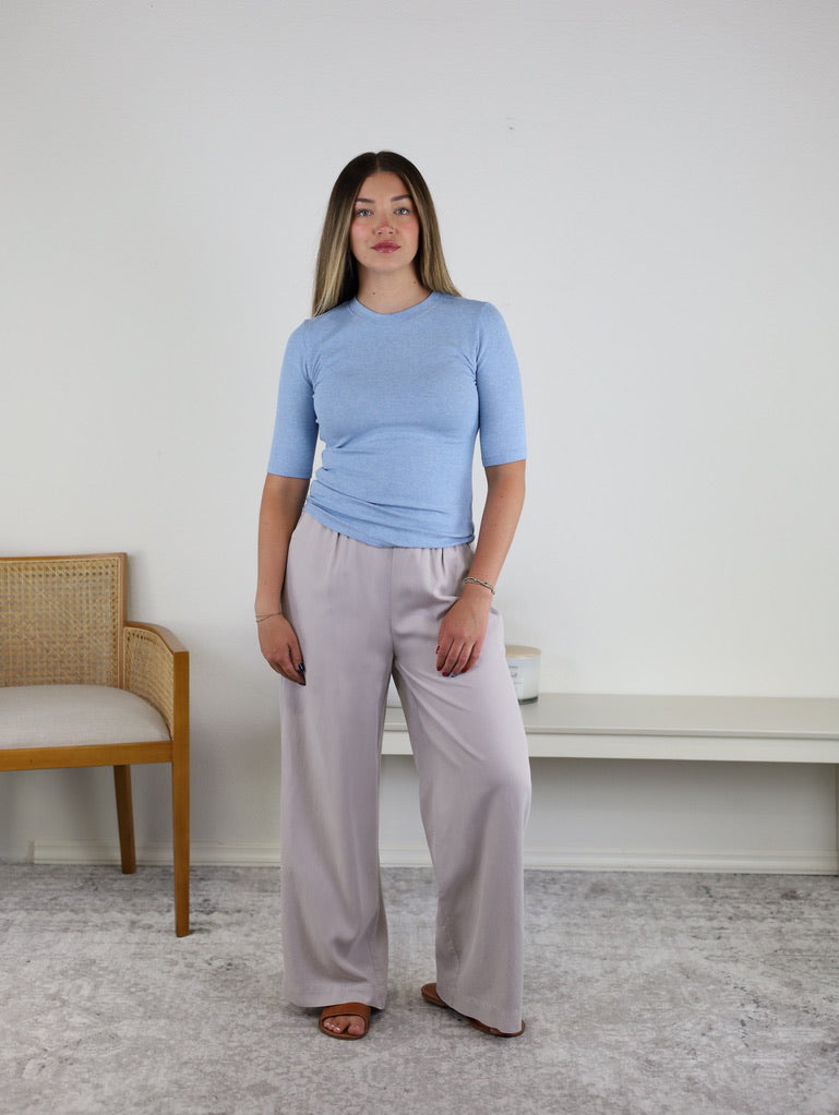 Brenda Wide Leg Pant - Pebble Grey
