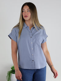 Adriana Button Up Blouse - Blue
