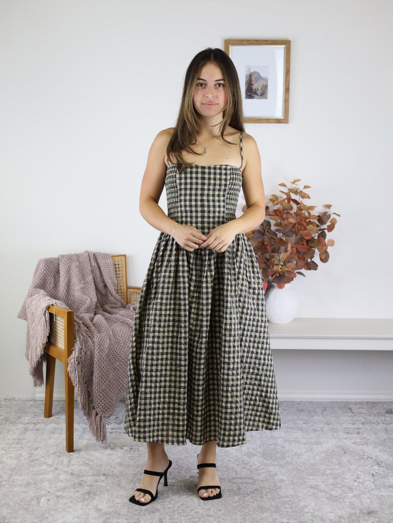Sky Checker Midi Dress