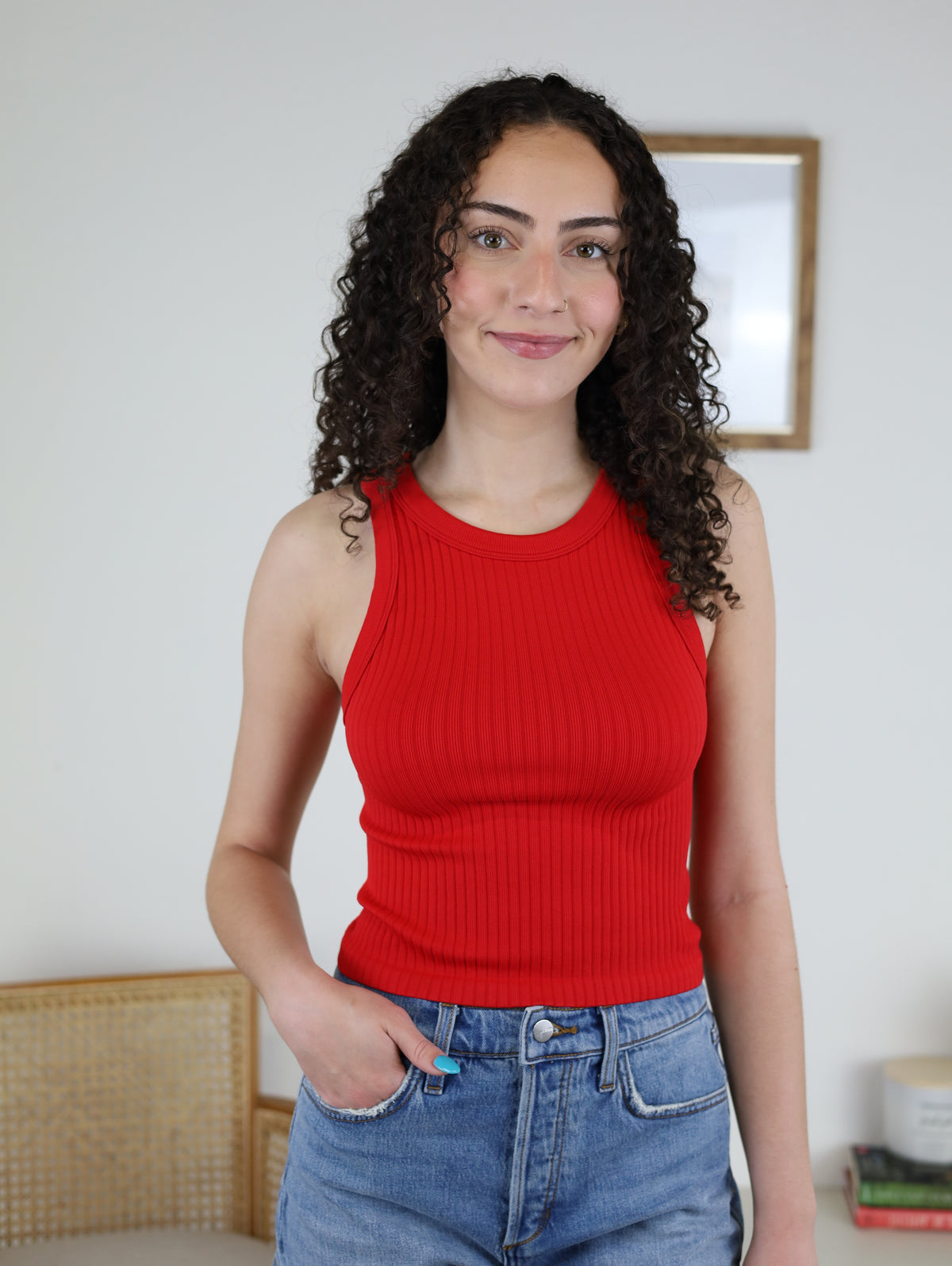 Wide Ribbed Tank - Red