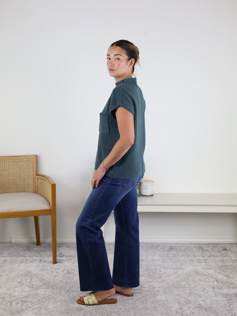 Ingrid High Rise Slim Palazzo w/Scissor Cut Hem