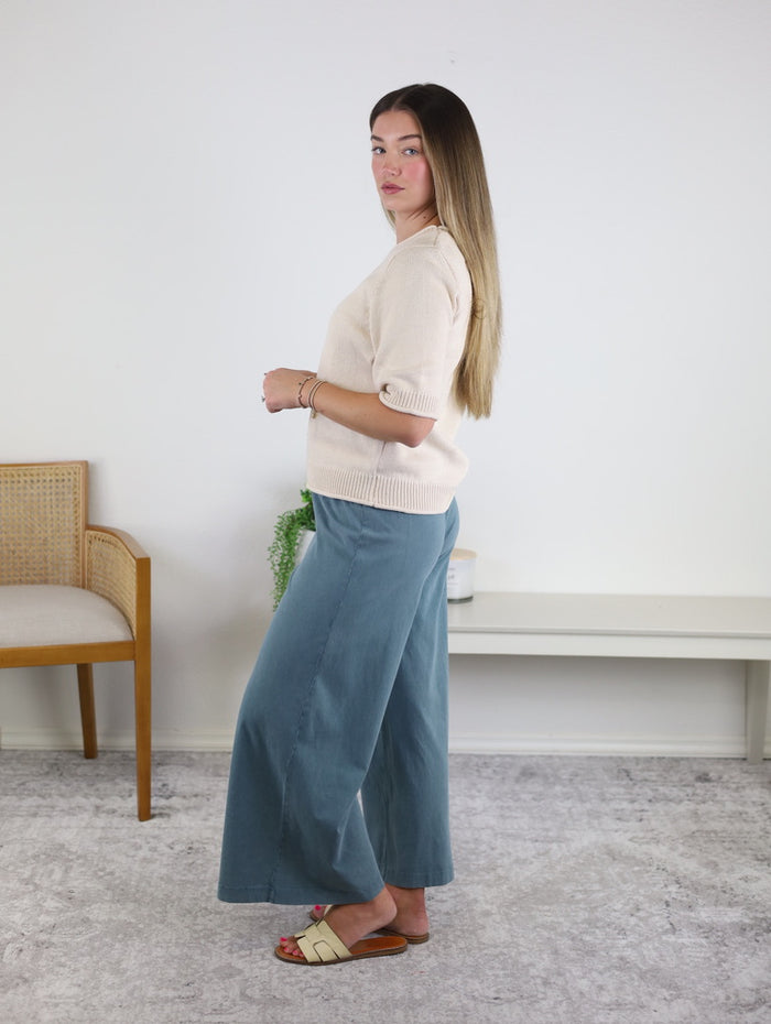 Scout Jersey Crop Flare Pant - Emerald Cove