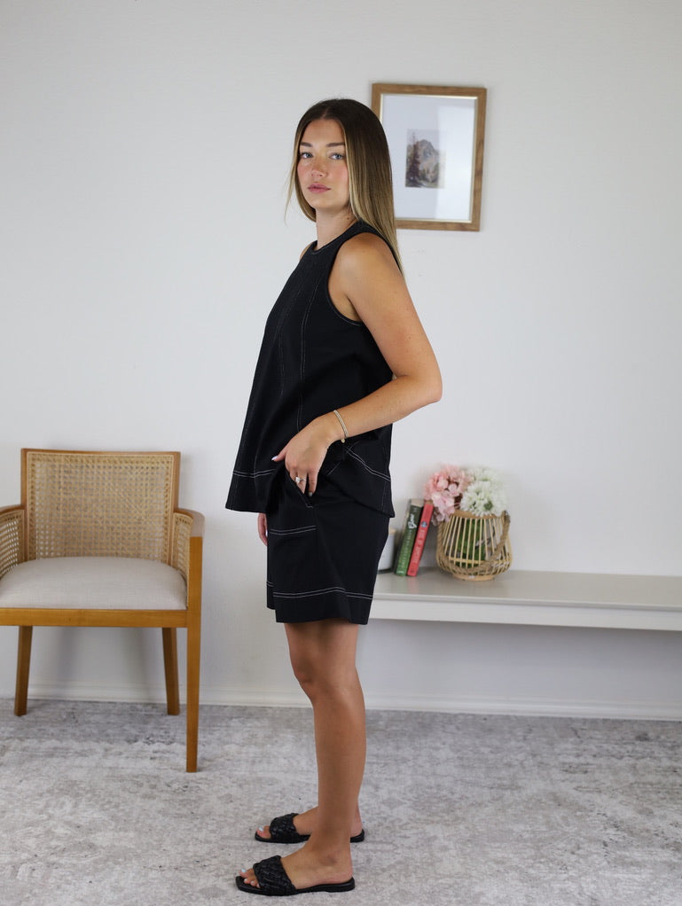 Kitty Contrast Stitching Top