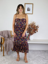 Midnight Floral Midi Dress