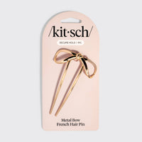 Kitsch - Mini Metal Bow French Hair Pin - Gold