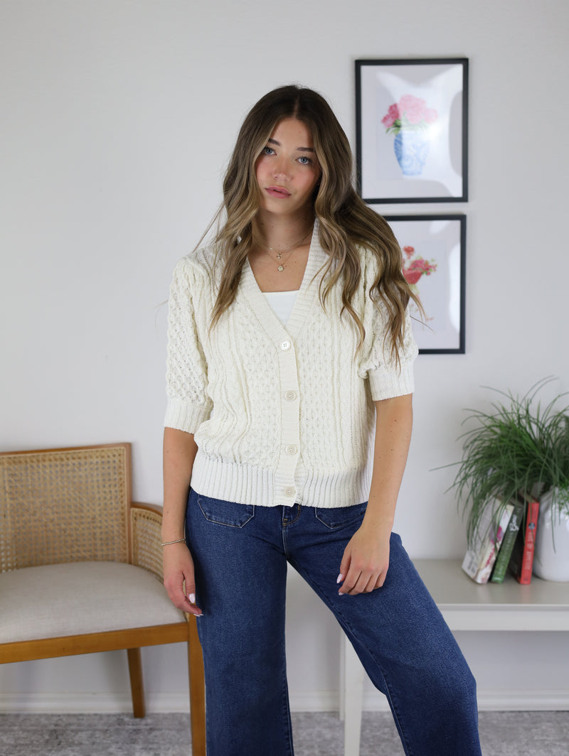 Puffy Cable Knit Sweater