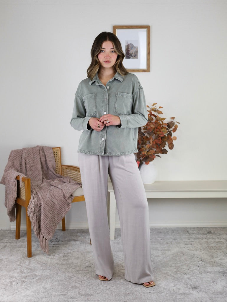 Wendy Garment Dyed Knit Denim Shacket