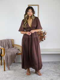 Randi Silky Bubble Sleeve Midi Dress