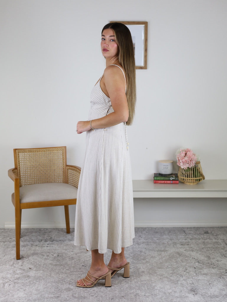 Robyn Striped Linen Midi Dress