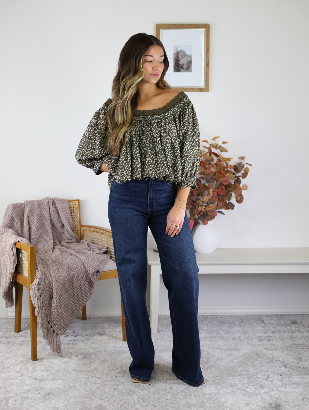 Alaster Ditsy Print Tiered Blouse