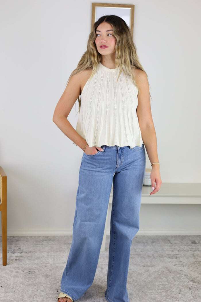Trudi Sleeveless Knit Top with Flared Hem