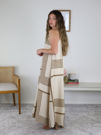 Leia Geo Print Halter Maxi Dress