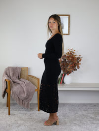 Rashi Diamond Cut Out Sweater Midi Dress