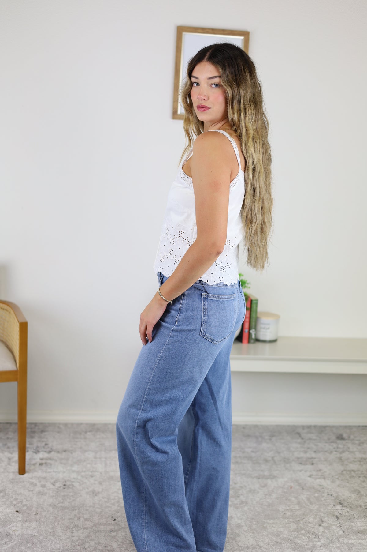 Cody Scallop Hem & Lace Trim Tank