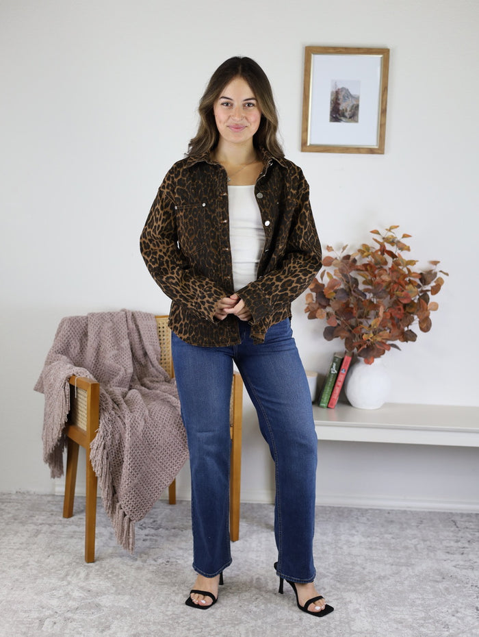 James Leopard Denim Jacket