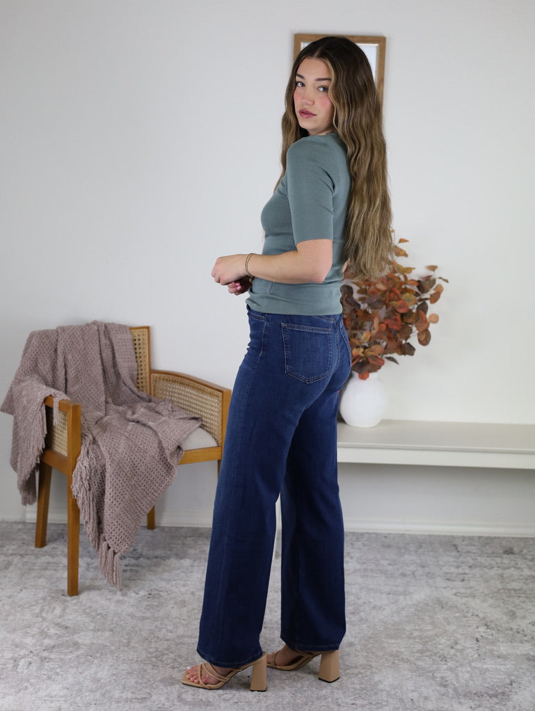 Hayes Classic Solid Rib Knit Sweater - Kale