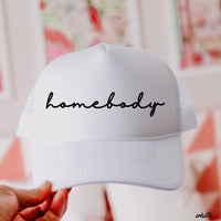 Chloe Vs Tank - Homebody Cursive Trucker Hat *12 Colors: Black/Black