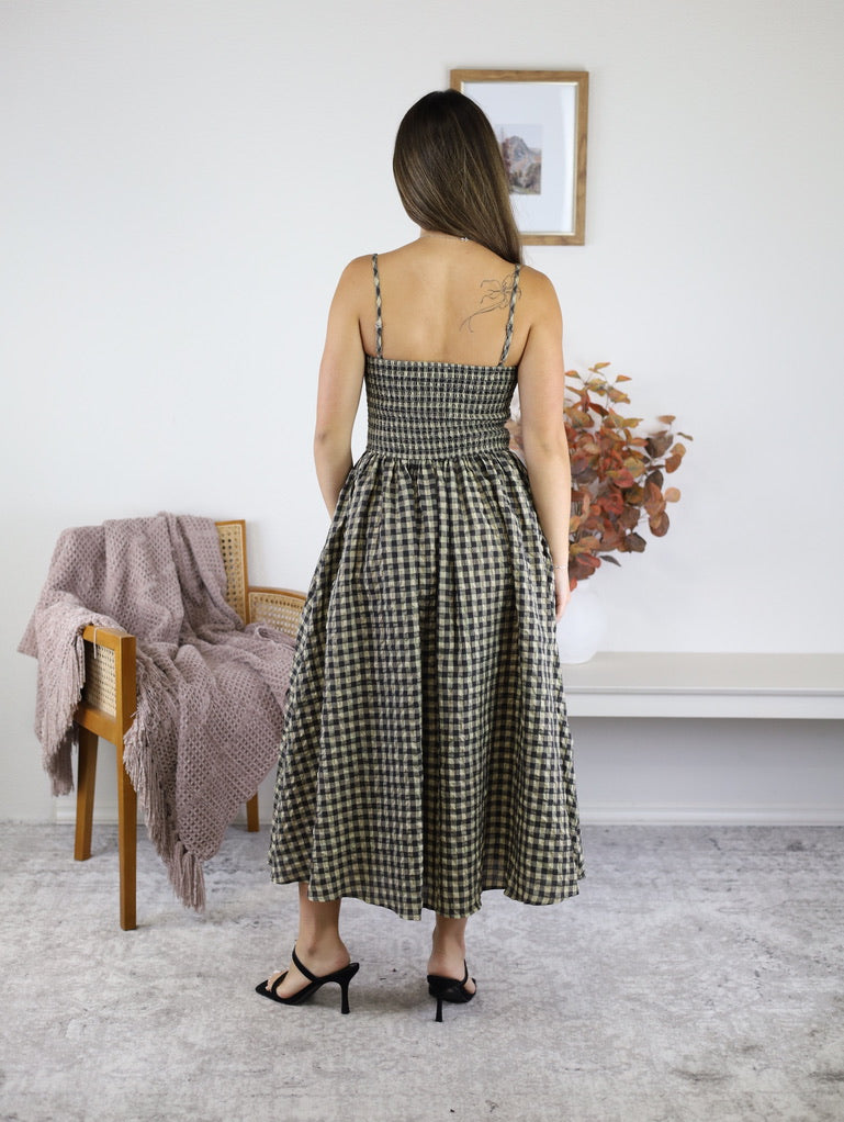 Sky Checker Midi Dress
