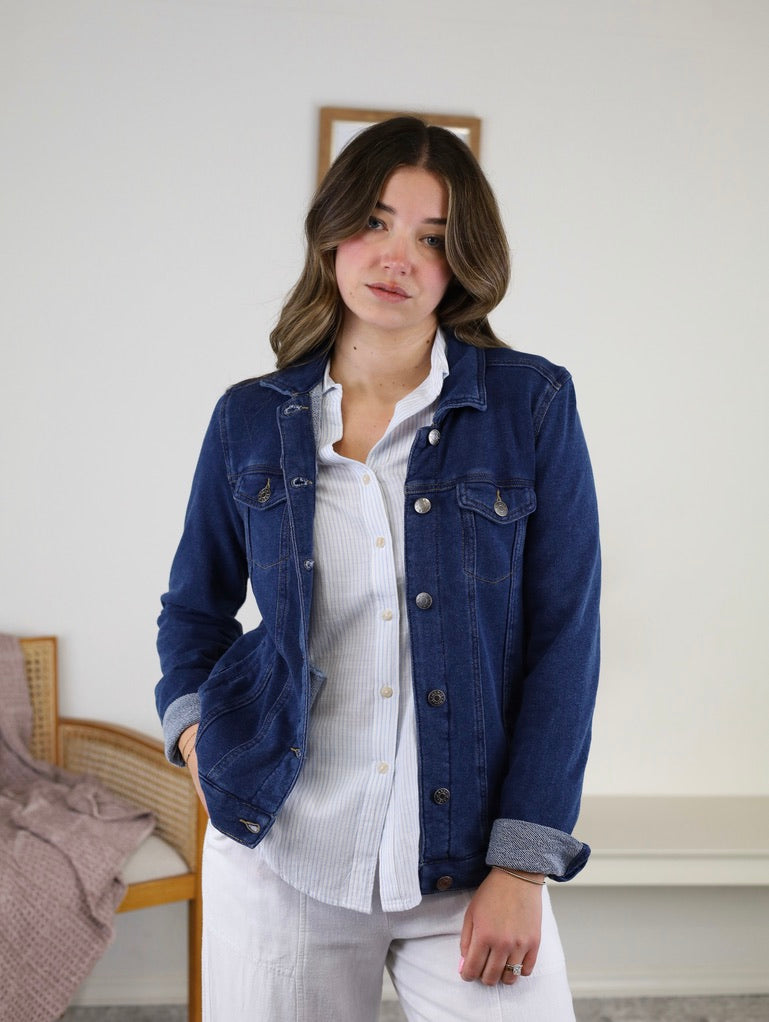 Melba Cotton Fleece Trucker Jacket