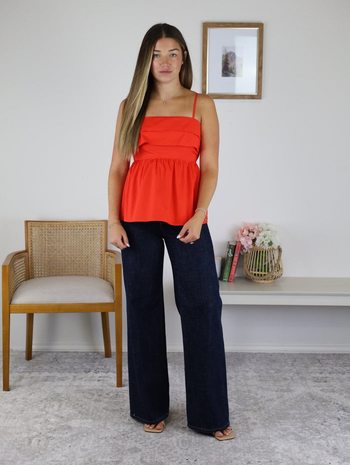 Mindy Pleated Babydoll Camisole Top - Final Sale