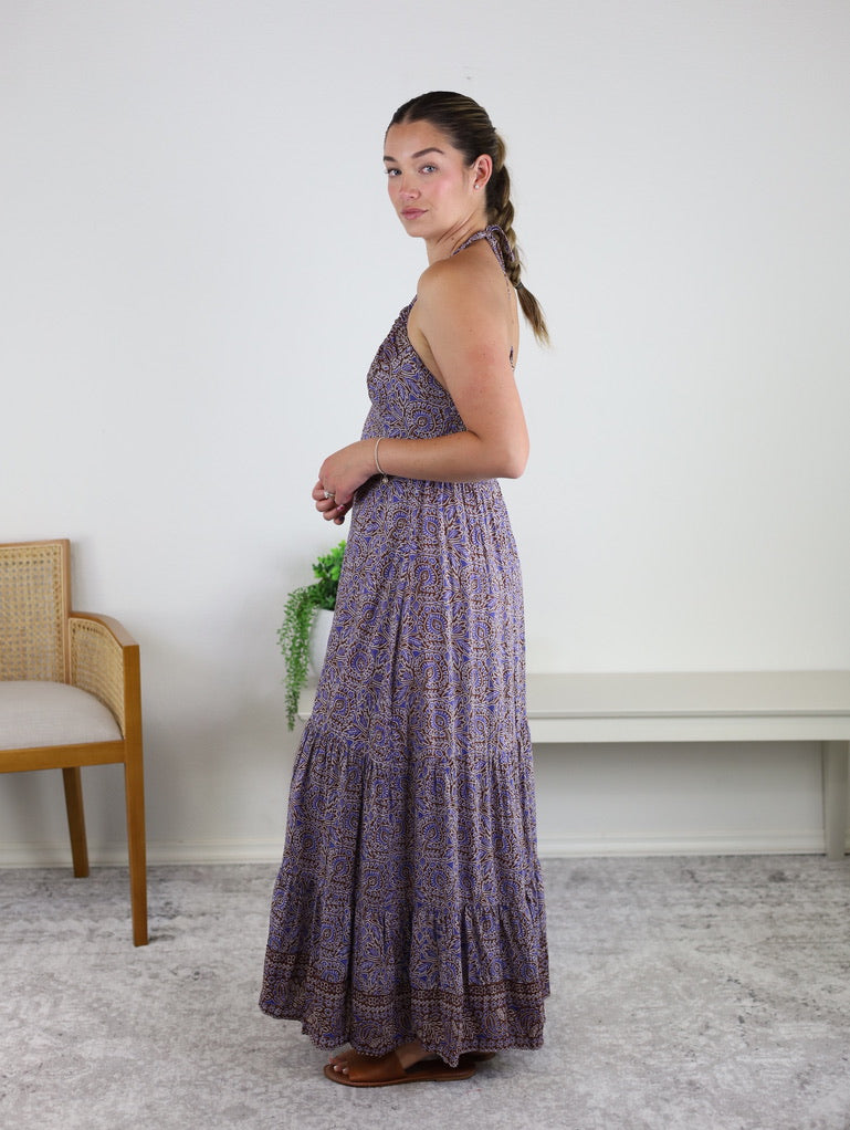 Aaliyah Printed Halter Maxi Dress