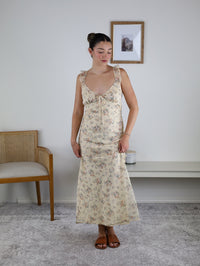 Coco Floral Ruffle Strap Midi Dress - Yellow