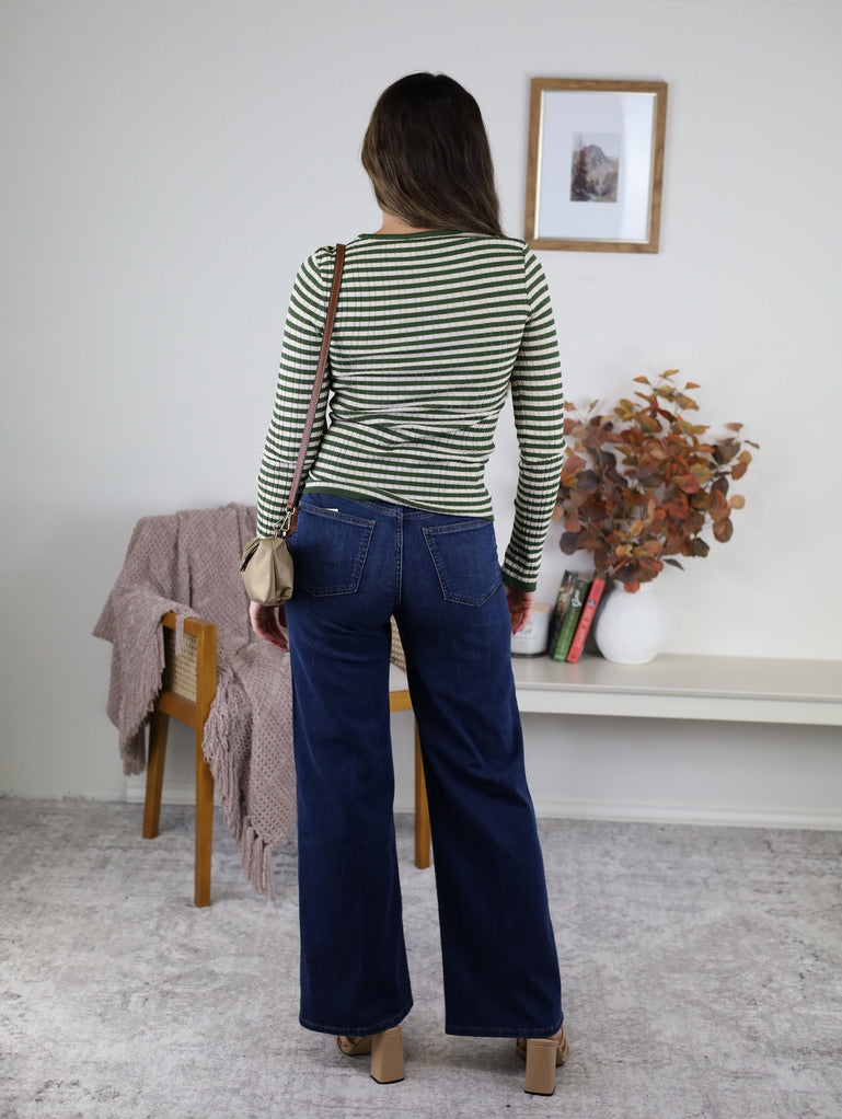 Mindy Ribbed Striped  Top