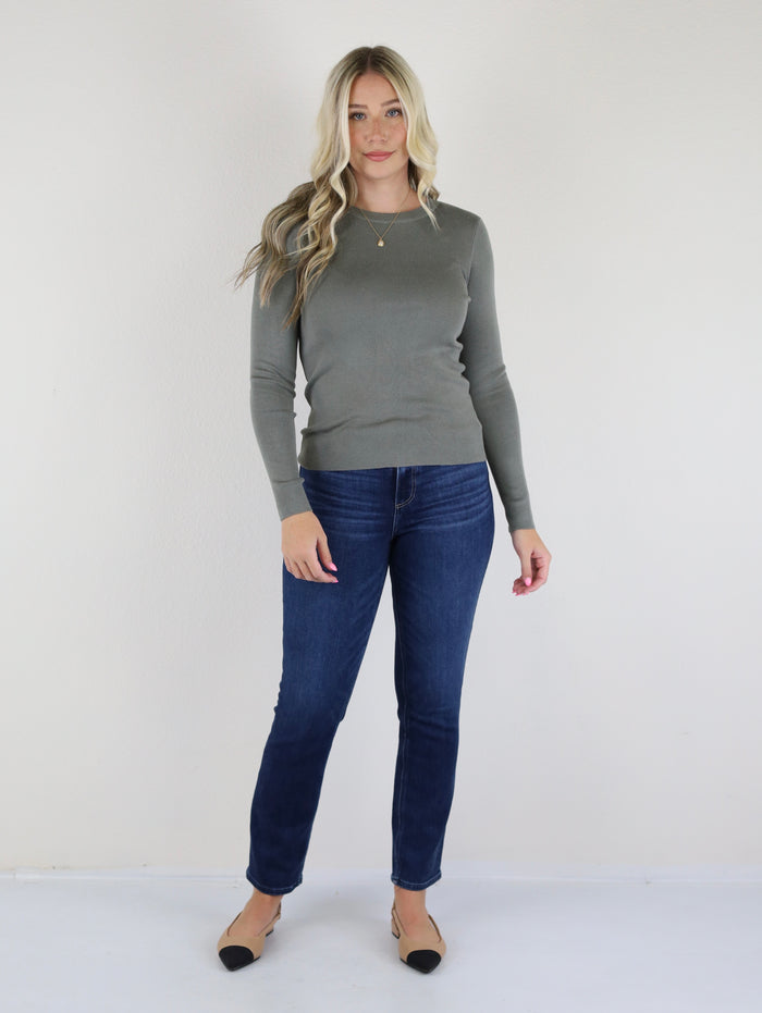 Alex L/S Solid Sweater-Olive