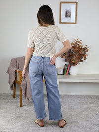 Trina Pointelle Knit Short Sleeve Cardigan